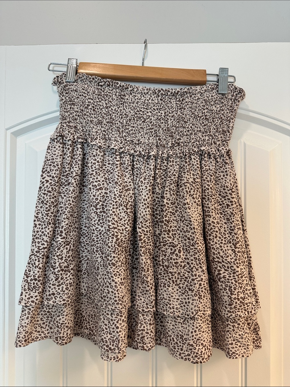 Rails Smocked Waist Leopard Print Mini Skirt - Beige